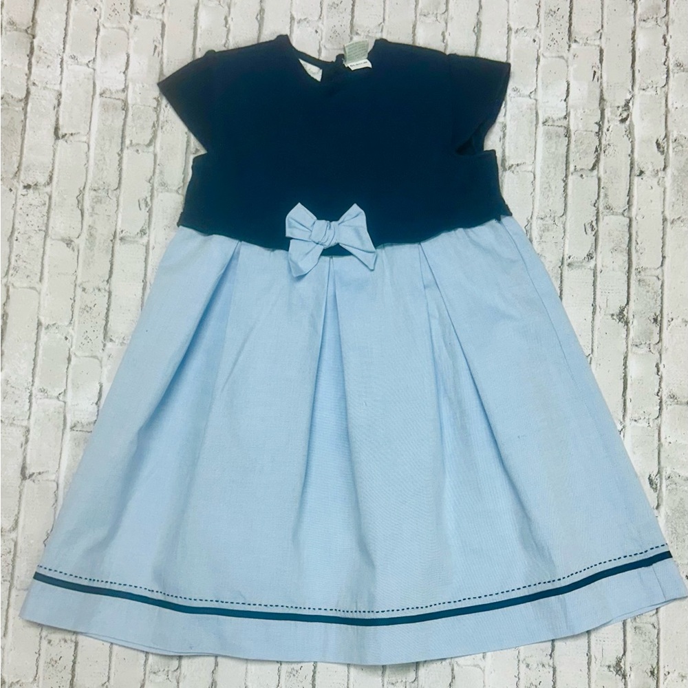 Carriage Boutique Girls Dress 3T Navy Knit Chambray Preppy Classic School Photos